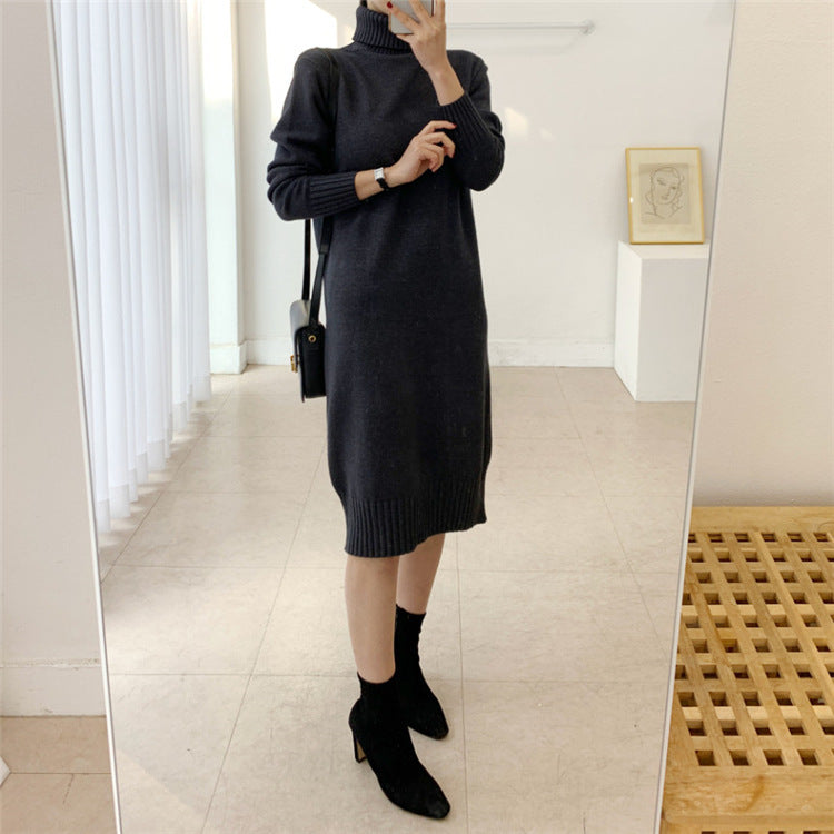 Mid-length Over-the-knee Turtleneck Wool Base Woolen