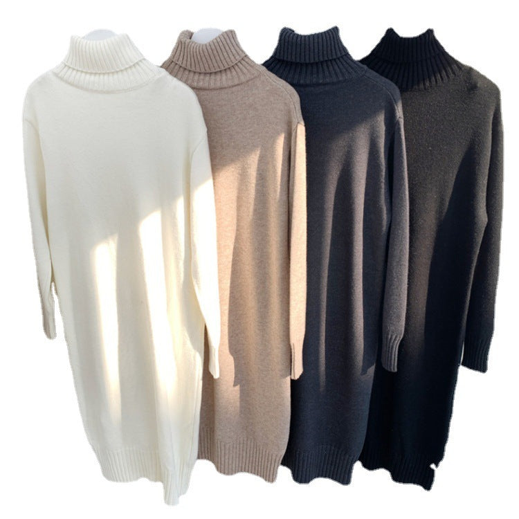 Mid-length Over-the-knee Turtleneck Wool Base Woolen