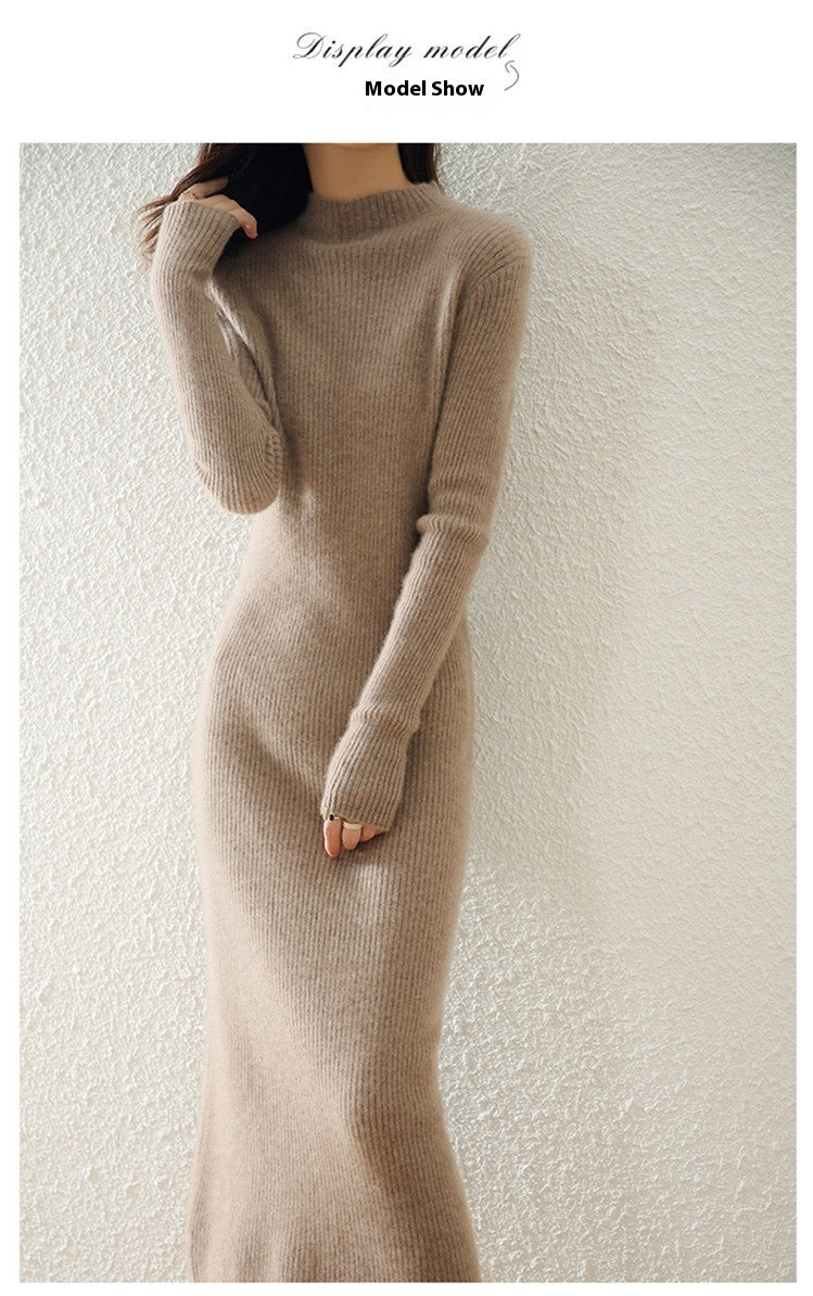 Dress Slim-fit Sheath Long Knitted Wool Dress