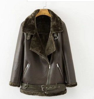 Fur Zipper Coat Pockets Warm