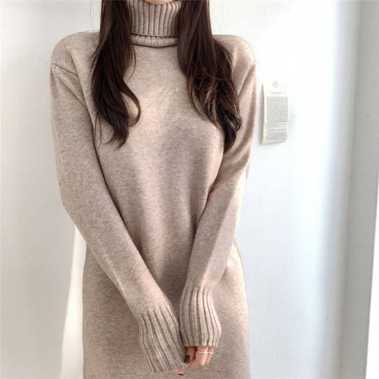 Mid-length Over-the-knee Turtleneck Wool Base Woolen