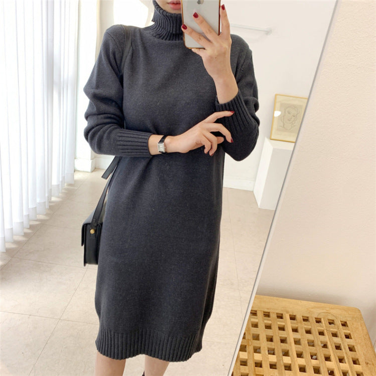 Mid-length Over-the-knee Turtleneck Wool Base Woolen