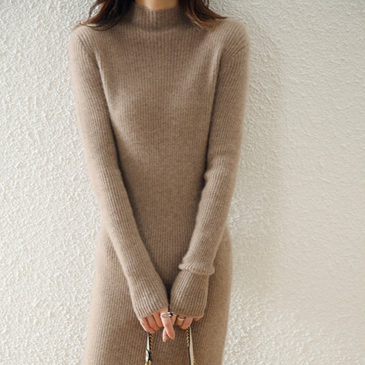 Dress Slim-fit Sheath Long Knitted Wool Dress