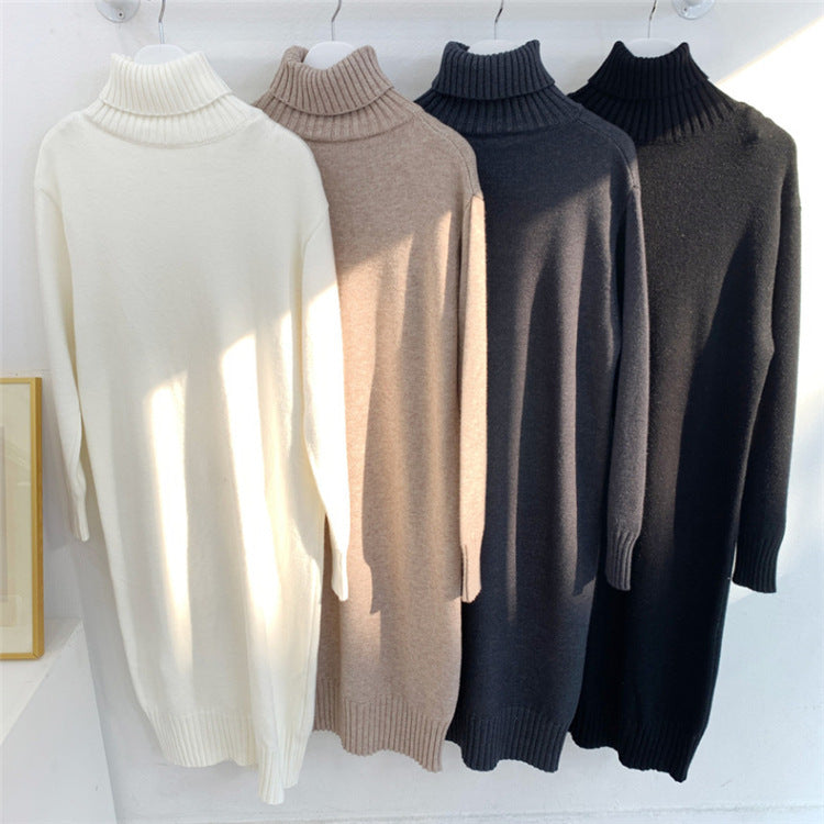 Mid-length Over-the-knee Turtleneck Wool Base Woolen