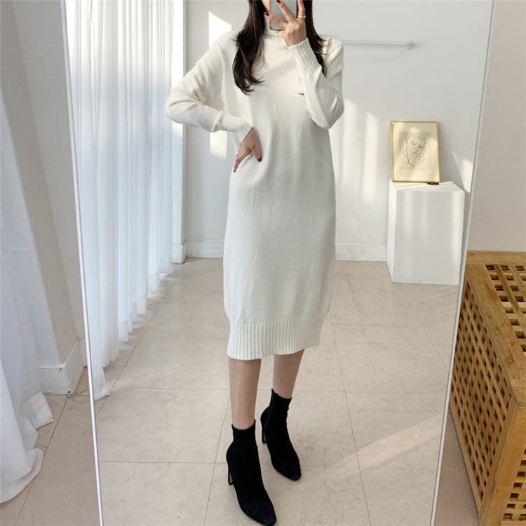 Mid-length Over-the-knee Turtleneck Wool Base Woolen