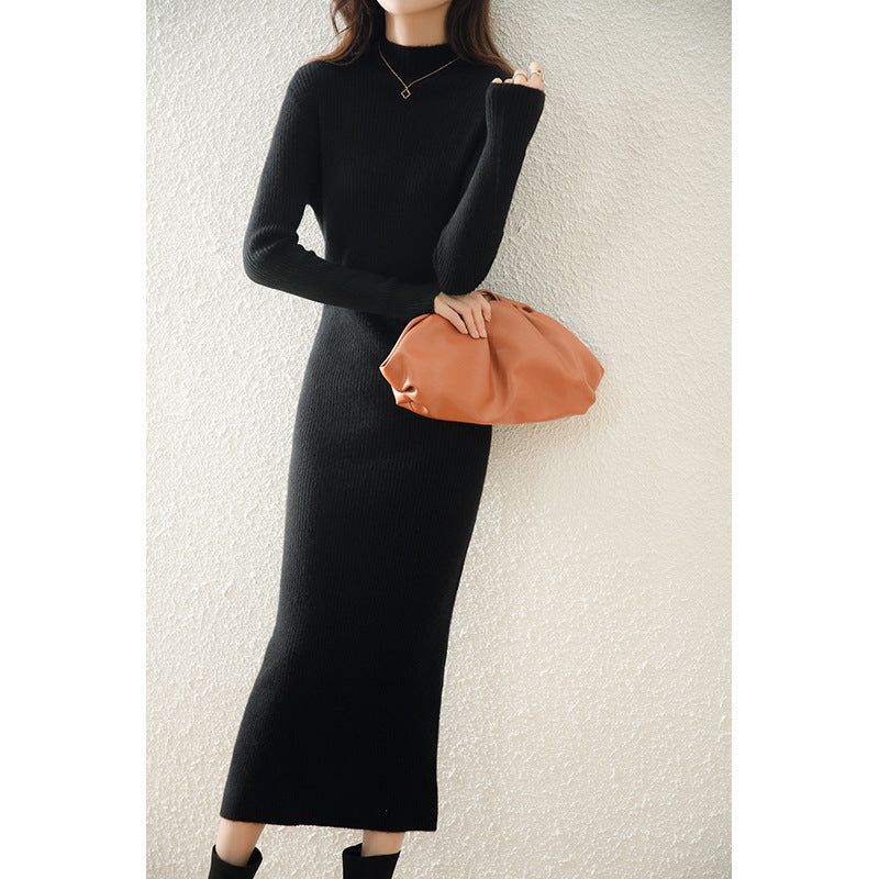 Dress Slim-fit Sheath Long Knitted Wool Dress