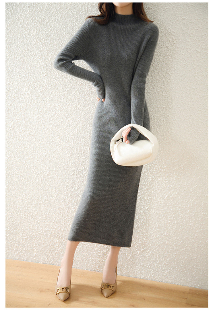 Dress Slim-fit Sheath Long Knitted Wool Dress