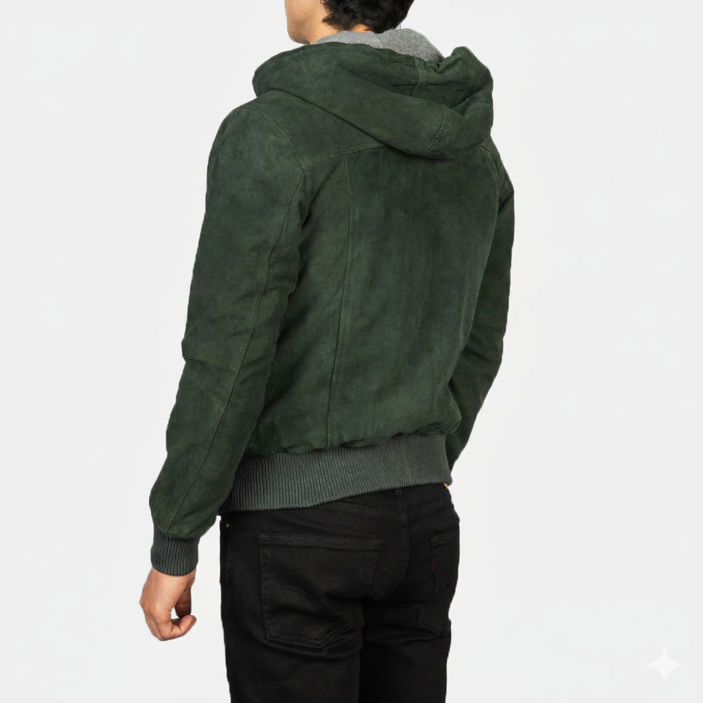 Men's Nintenzo Green Hooded Suede Jacket – The Jacket Maker