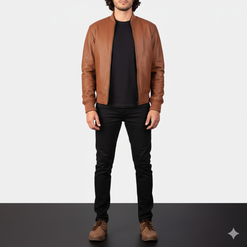 Men's Shane Brown Leather Bomber Jacket – The Jacket Maker