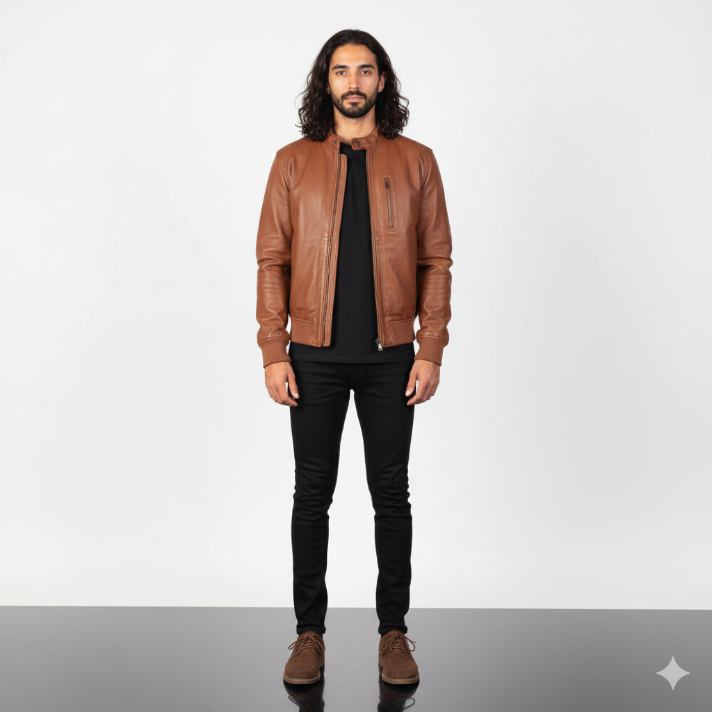 Men's Shane Brown Leather Bomber Jacket – The Jacket Maker