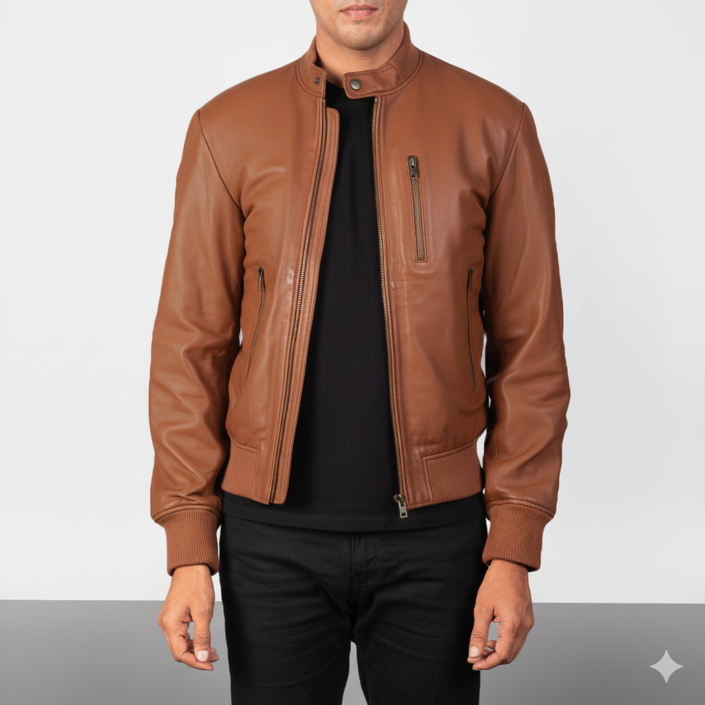Men's Shane Brown Leather Bomber Jacket – The Jacket Maker