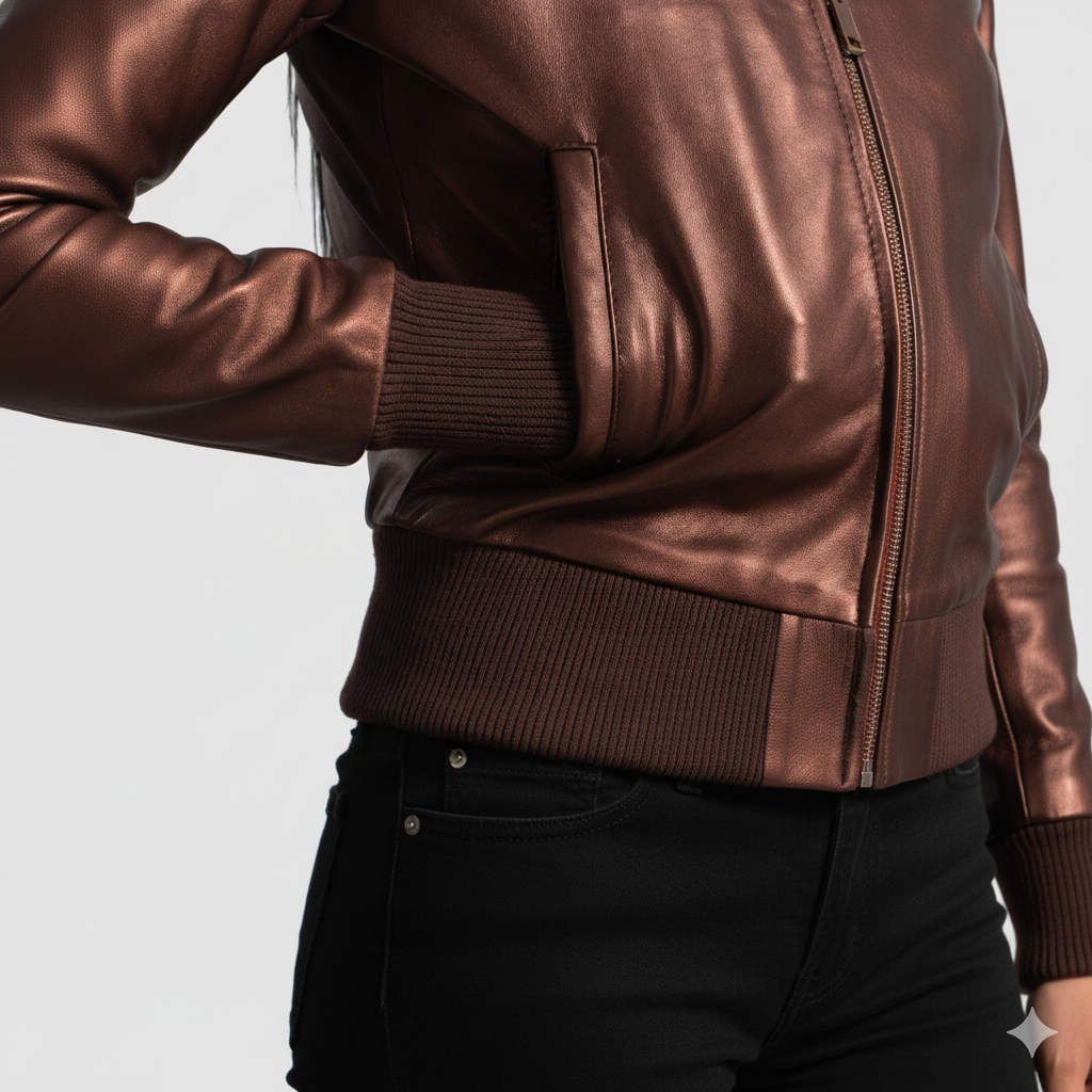 Women's Reida Maroon Leather Bomber Jacket – Noir Mode