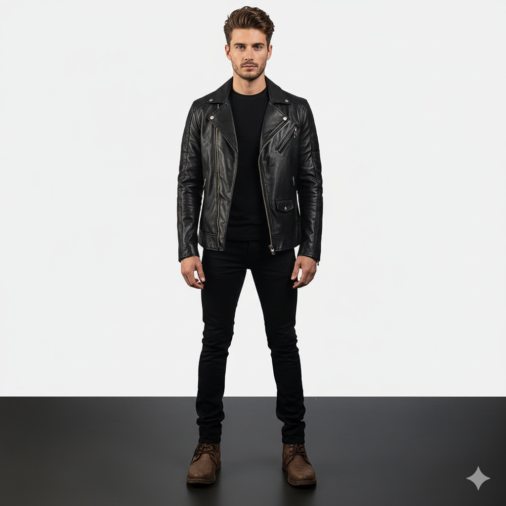 Men's Legacy Black Leather Biker Jacket – The Jacket Maker