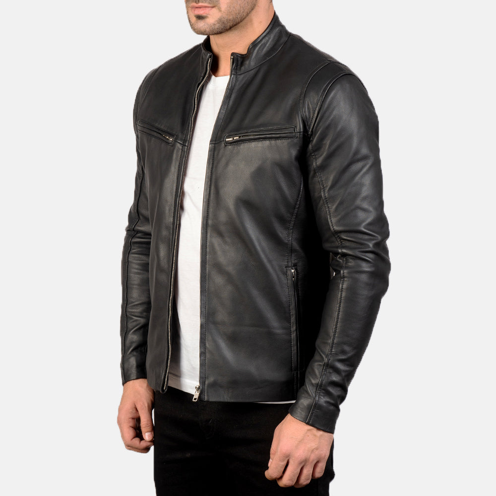 Mens Ionic Black Leather Jacket