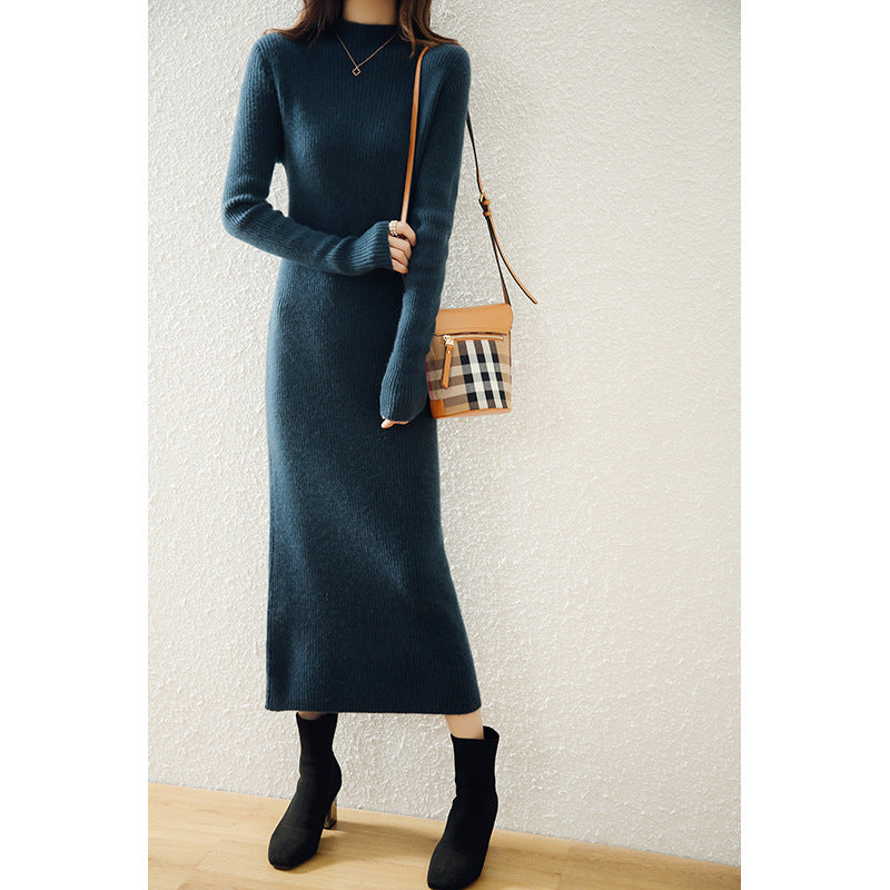 Dress Slim-fit Sheath Long Knitted Wool Dress