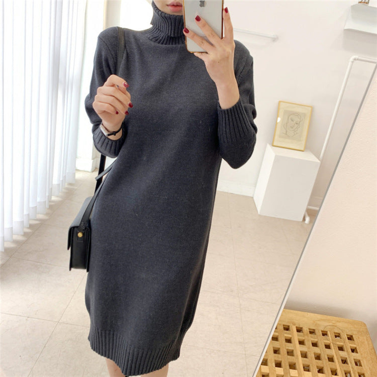 Mid-length Over-the-knee Turtleneck Wool Base Woolen