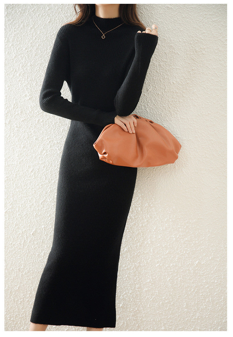 Dress Slim-fit Sheath Long Knitted Wool Dress