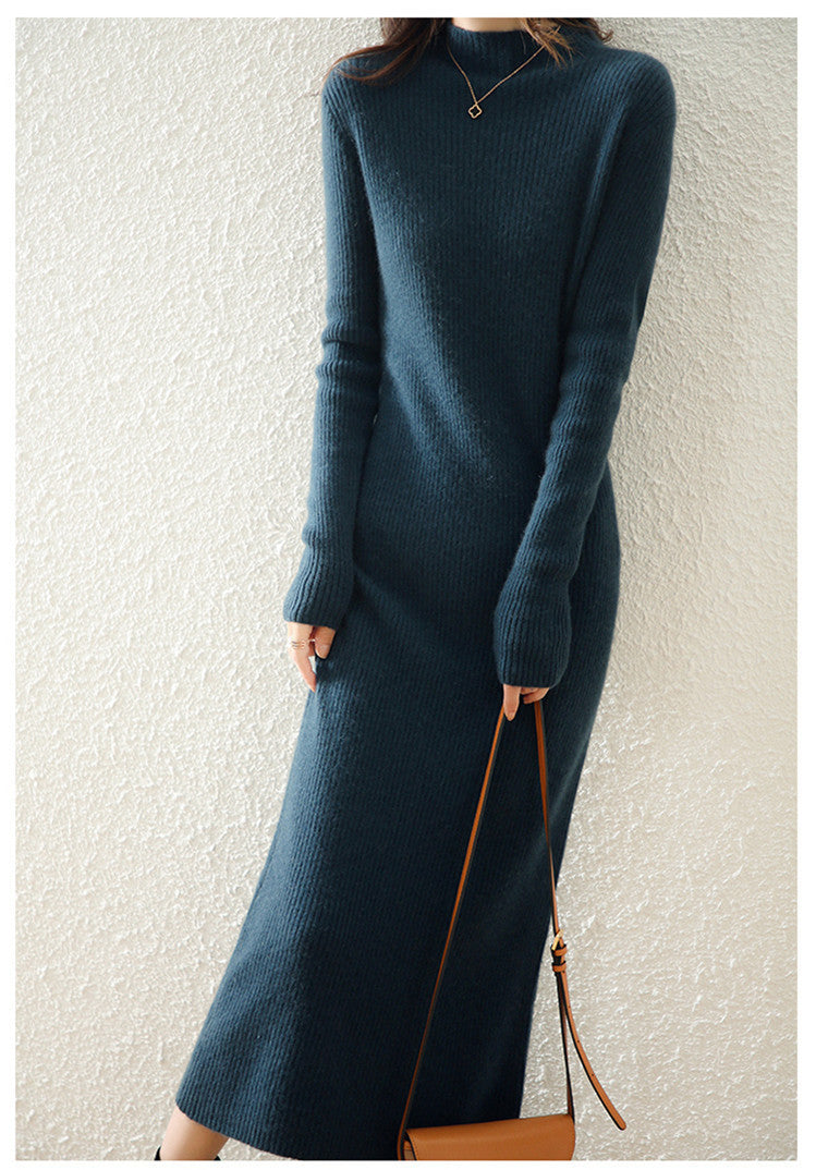 Dress Slim-fit Sheath Long Knitted Wool Dress