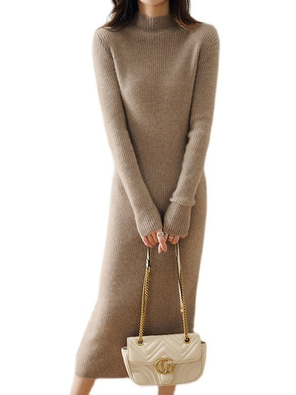 Dress Slim-fit Sheath Long Knitted Wool Dress