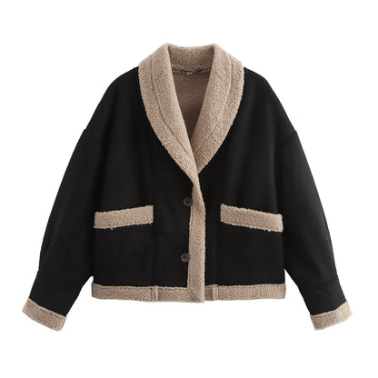 Lapel Woolen Coat With Pockets Winter