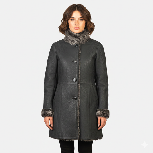 Women's Erica Black Leather Coat – Noir Mode