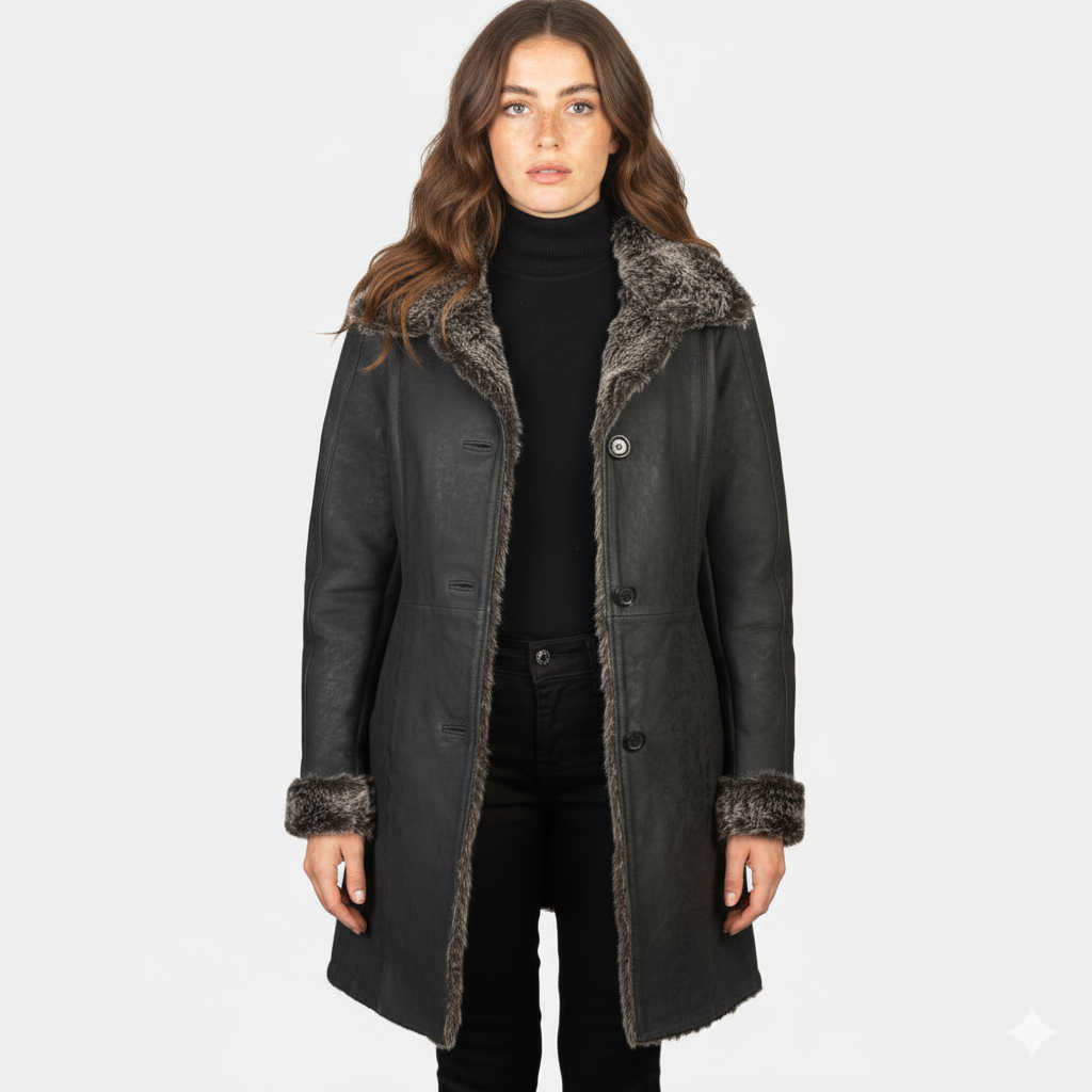 Women's Erica Black Leather Coat – Noir Mode