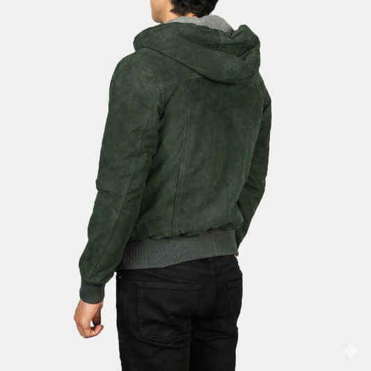 Men's Nintenzo Green Hooded Suede Jacket – The Jacket Maker