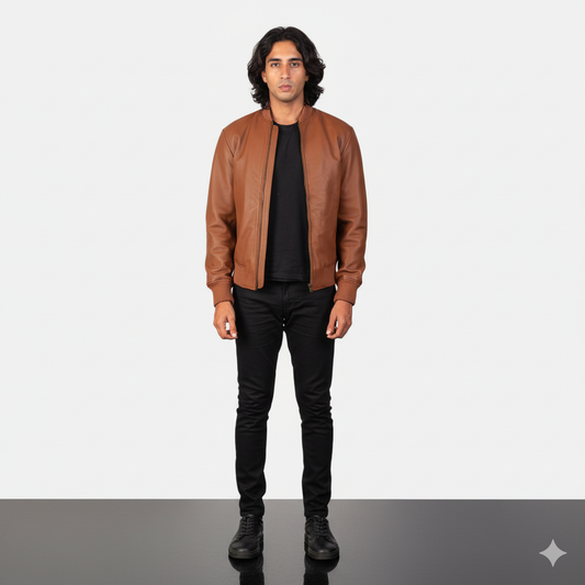 Men's Shane Brown Leather Bomber Jacket – The Jacket Maker