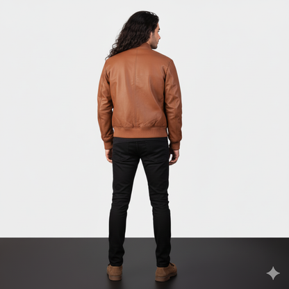 Men's Shane Brown Leather Bomber Jacket – The Jacket Maker