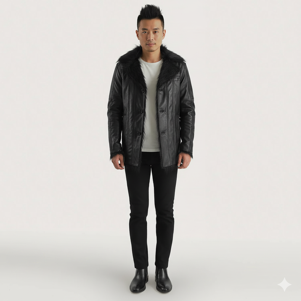 Men's Furcliff Black Leather Coat – The Jacket Maker