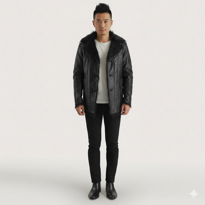 Men's Furcliff Black Leather Coat – The Jacket Maker