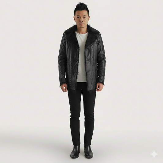 Men's Furcliff Black Leather Coat – The Jacket Maker