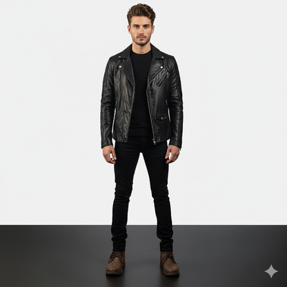Men's Legacy Black Leather Biker Jacket – The Jacket Maker