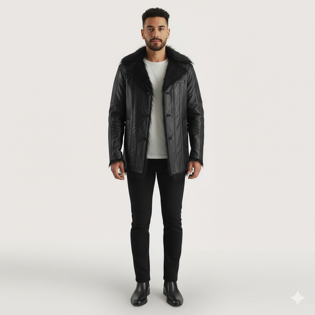 Men's Furcliff Black Leather Coat – The Jacket Maker