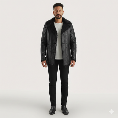 Men's Furcliff Black Leather Coat – The Jacket Maker