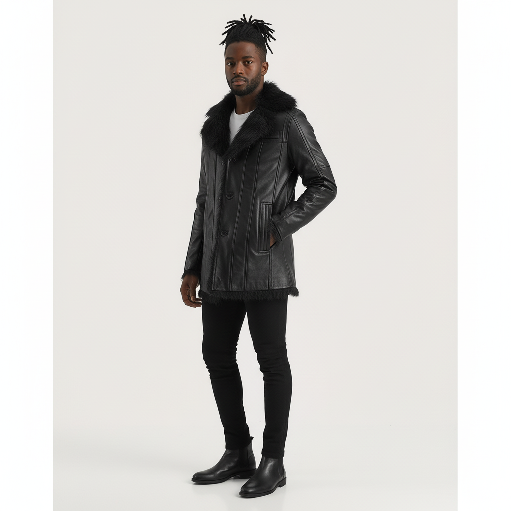 Men's Furcliff Black Leather Coat – The Jacket Maker