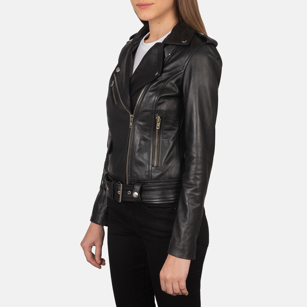 Women's Alison Black Leather Biker Jacket – Noir Mode