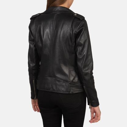 Women's Alison Black Leather Biker Jacket – Noir Mode