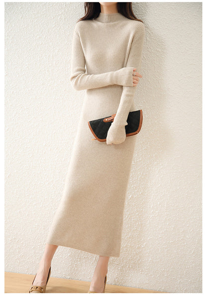 Dress Slim-fit Sheath Long Knitted Wool Dress